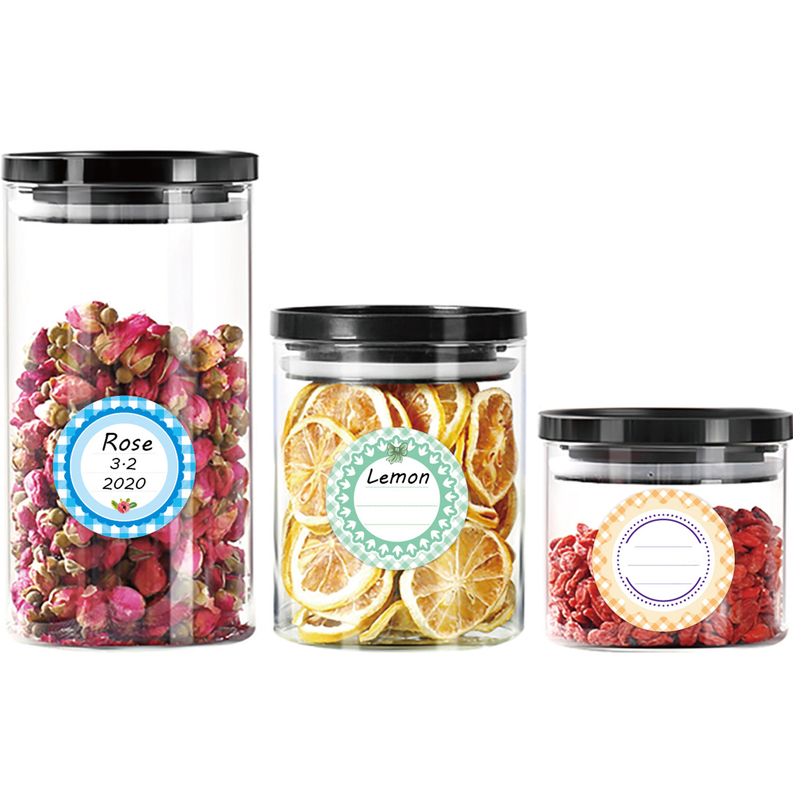 Food Storage Jar Labels - 20Sheets Colored Round Waterproof Label Stickers