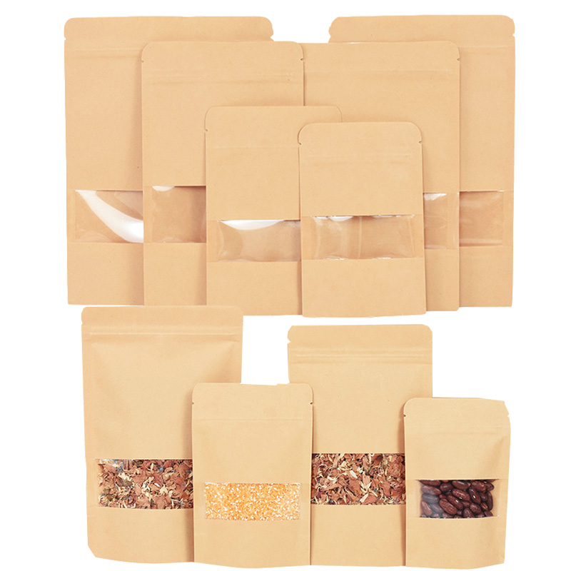 Food Storage Zipper Bags - 20/50pcs Kraft Paper Zip Lock Bags