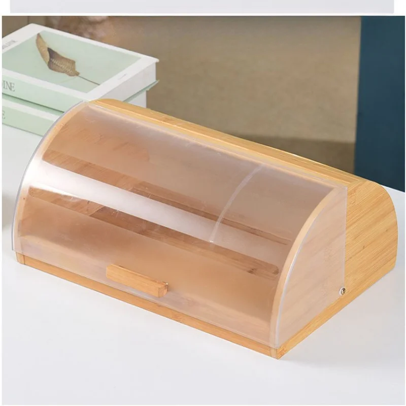 Bamboo Bread Box with Acrylic  - Food Storage In Cabinets 评论和价格