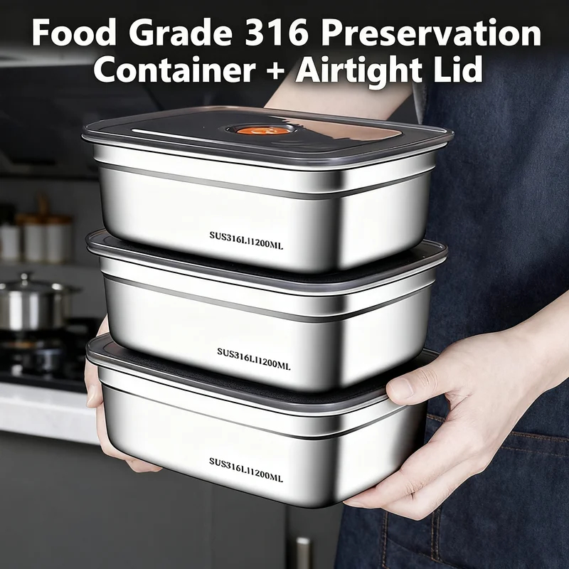 Large Capacity Stainless Steel - Food Storage Box Large 评论和价格