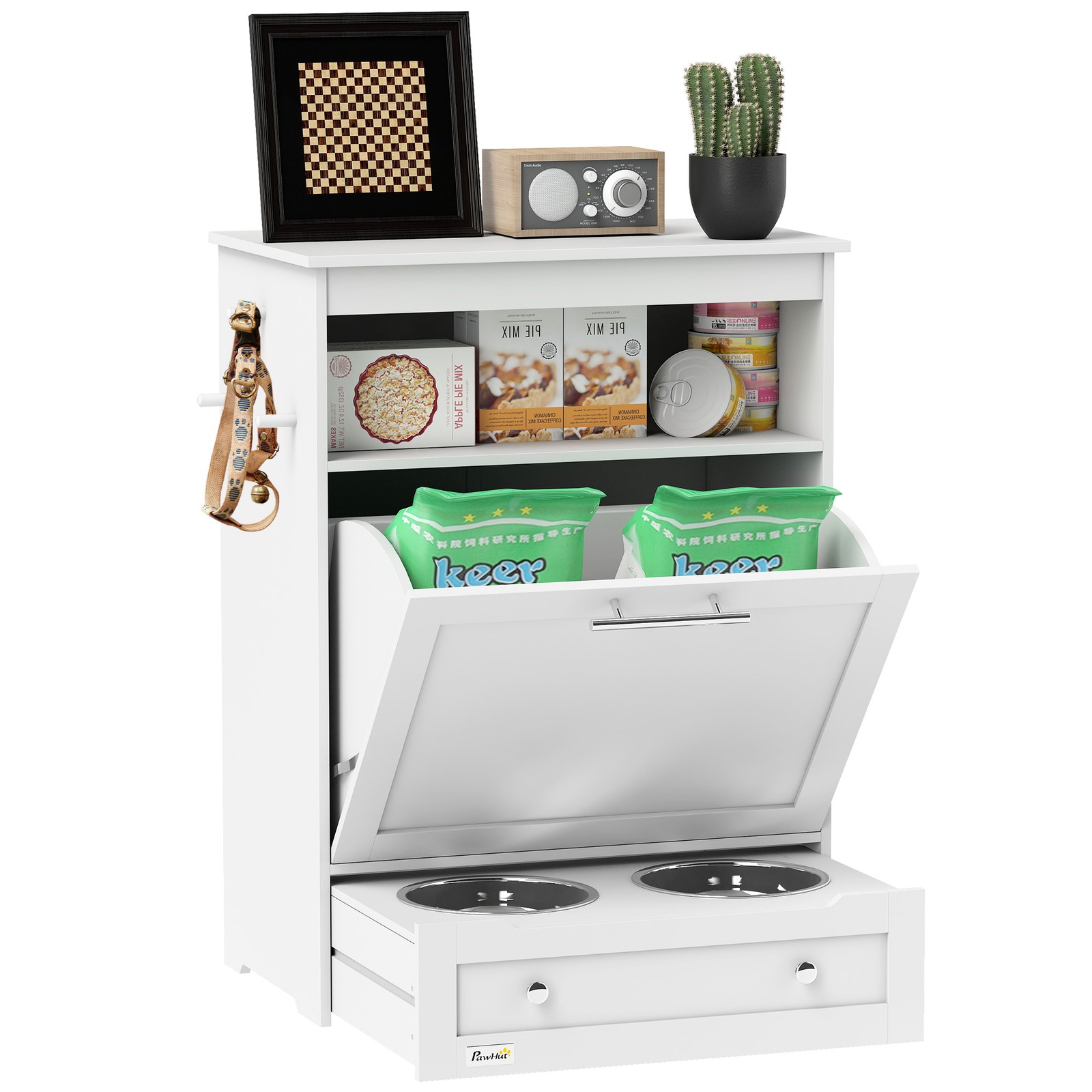 Pet Feeder Station, Dog and Ca - Food Storage In Cabinets 评论和价格