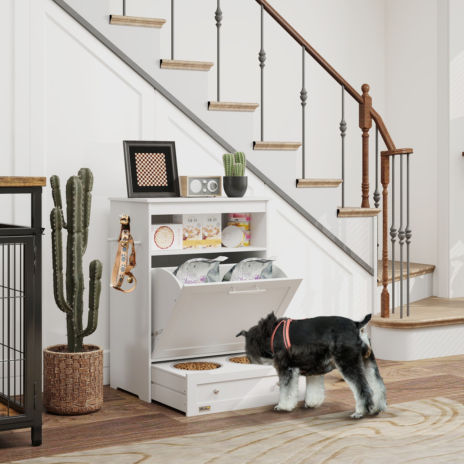 Pet Feeder Station, Dog and Ca - Food Storage In Cabinets 评论和价格
