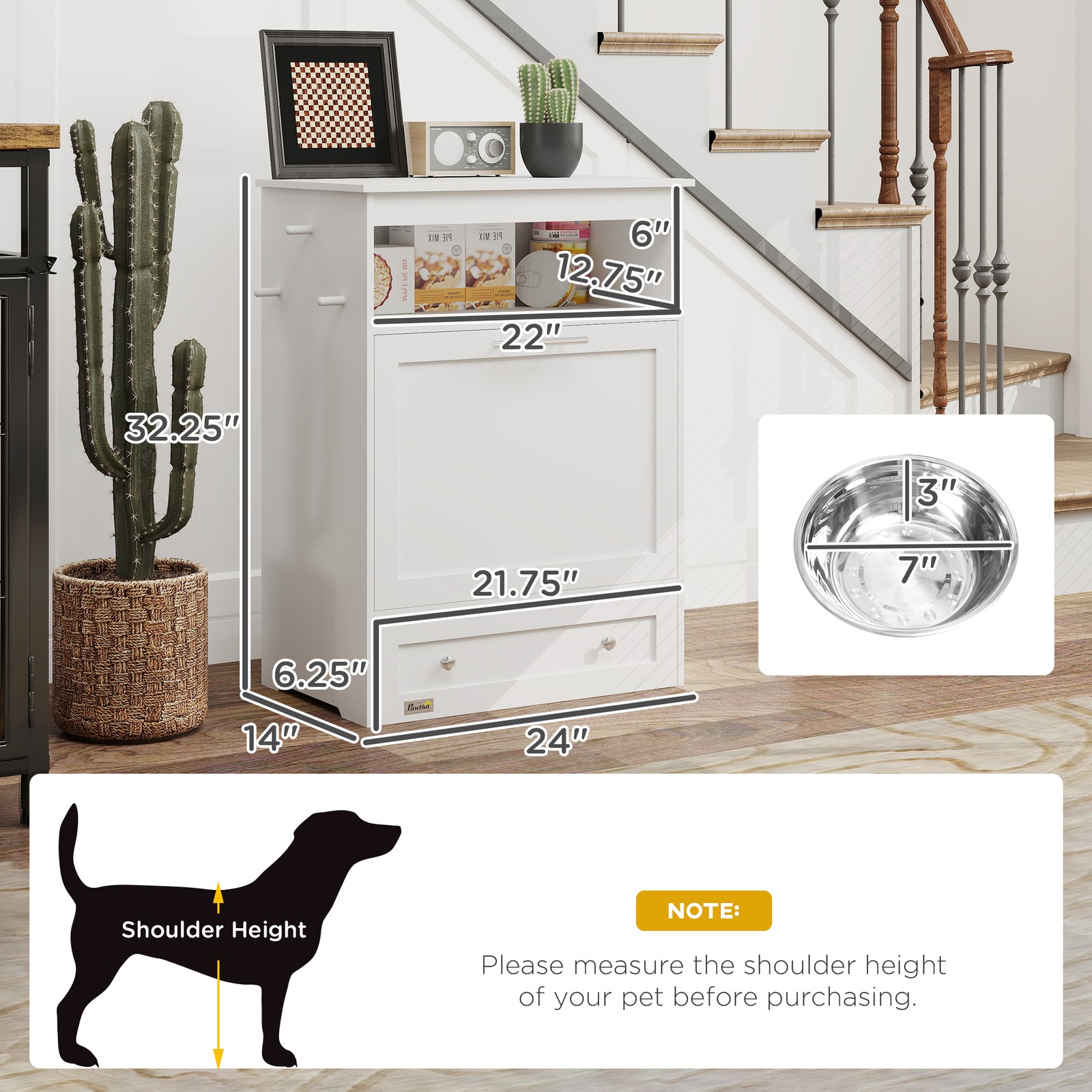 Pet Feeder Station, Dog and Ca - Food Storage In Cabinets 评论和价格