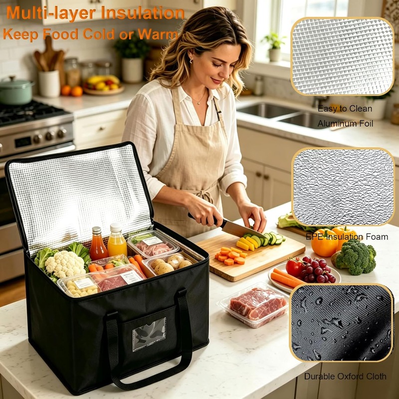 1pc Large Insulated Picnic Coo - Food Storage Zipper Bags 评论和价格