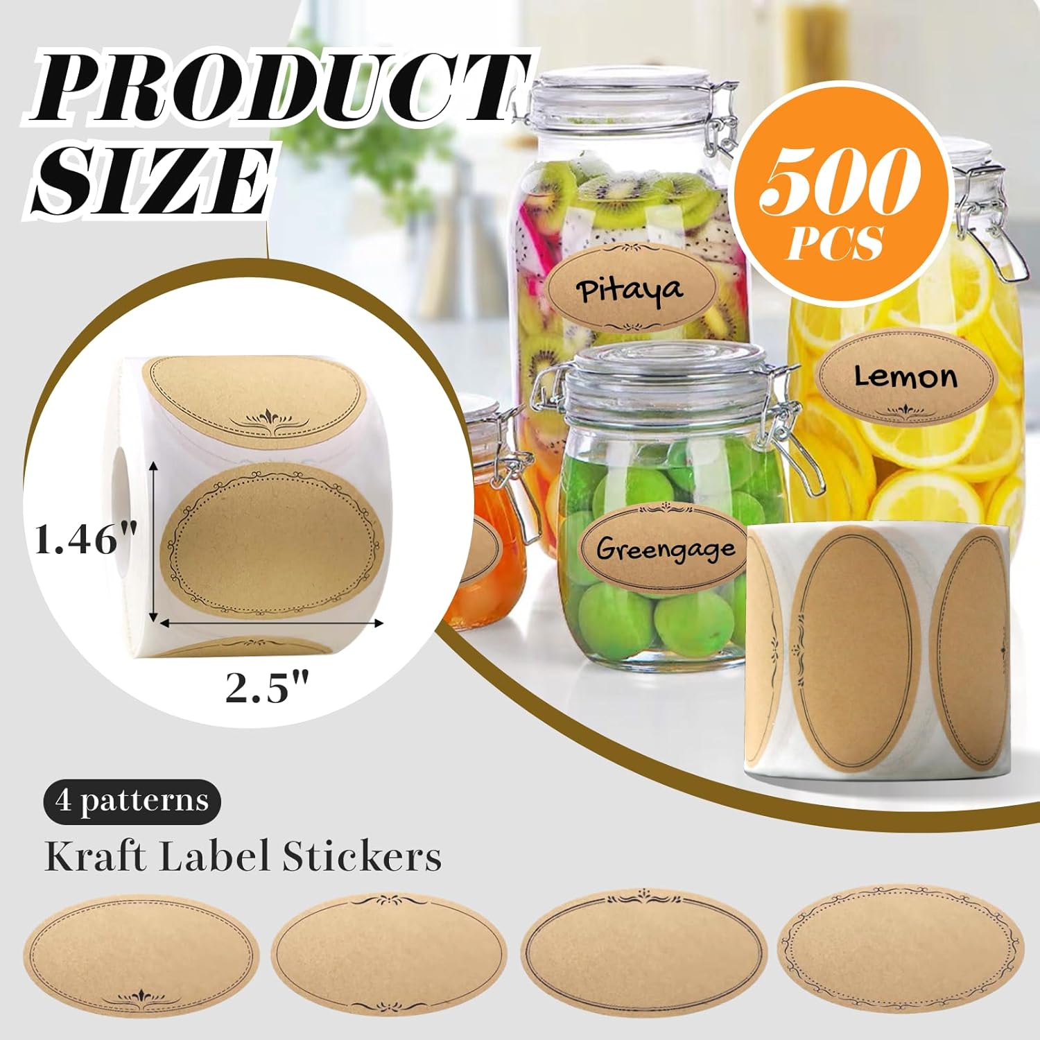 500 Pcs Mason Jar Labels 2.5 I - Food Storage Jar Labels 评论和价格