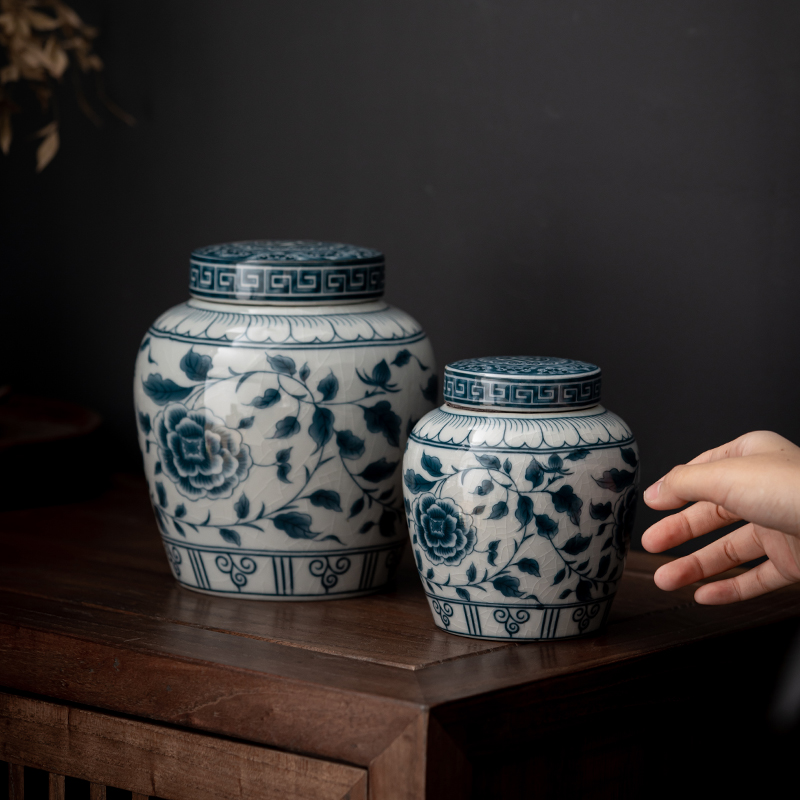 Blue and White Porcelain Tea C - Food Storage Box Large 评论和价格