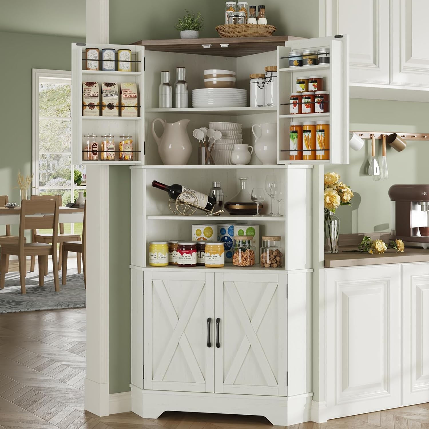 #￥Corner Cabinet, 67''H Kitche - Food Storage In Cabinets 评论和价格