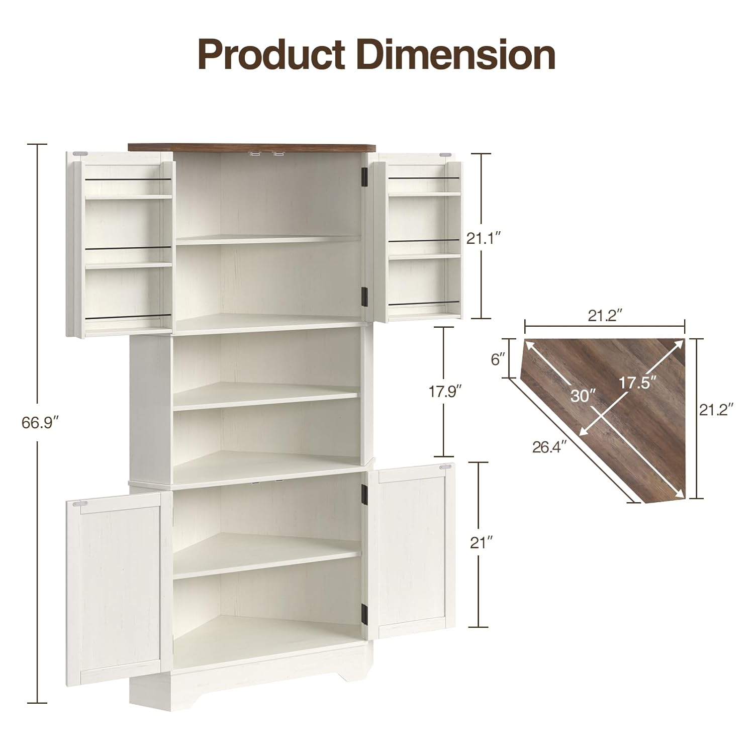 #￥Corner Cabinet, 67''H Kitche - Food Storage In Cabinets 评论和价格