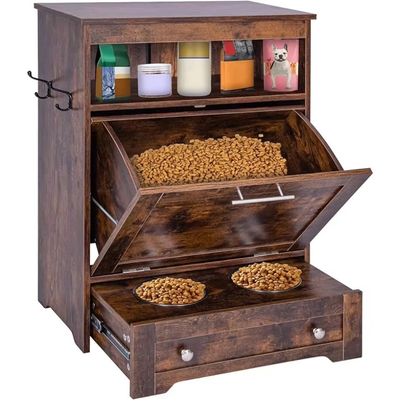Modern Pet Feeder Station: Ele - Food Storage In Cabinets 评论和价格