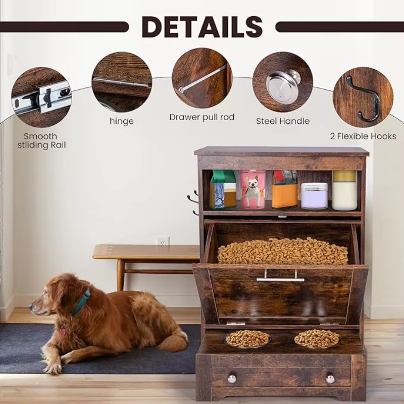 Modern Pet Feeder Station: Ele - Food Storage In Cabinets 评论和价格