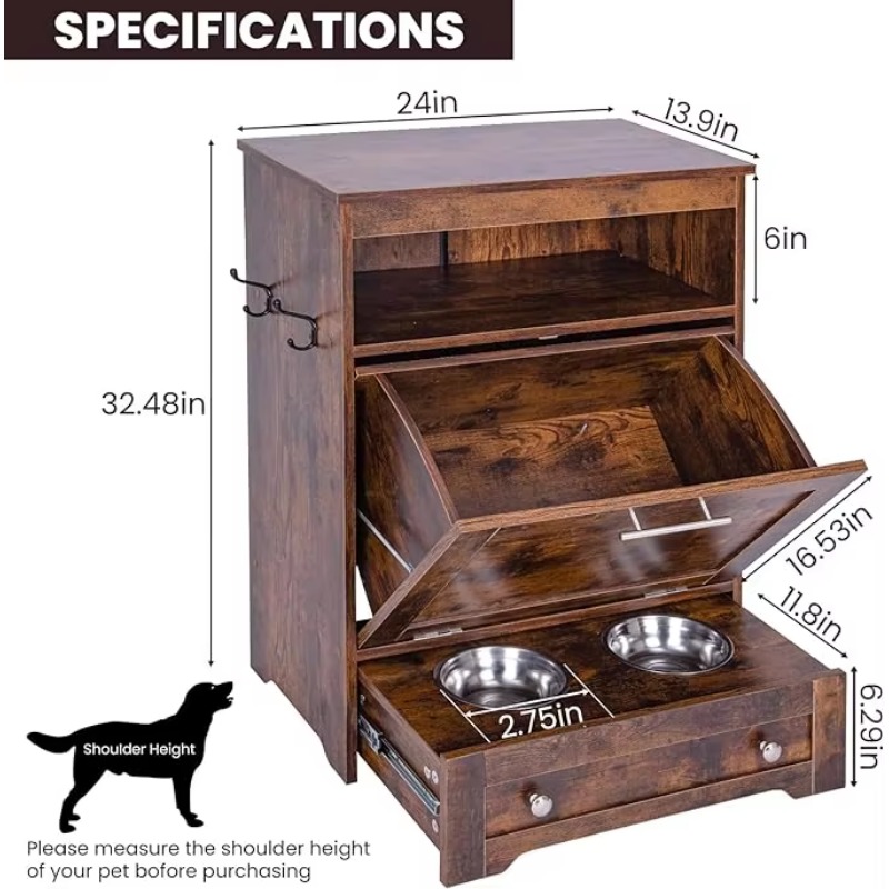 Modern Pet Feeder Station: Ele - Food Storage In Cabinets 评论和价格