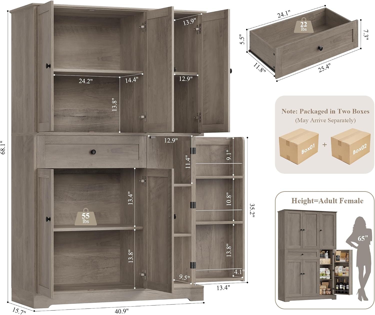 Kitchen Pantry Storage Cabinet - Food Storage In Cabinets 评论和价格