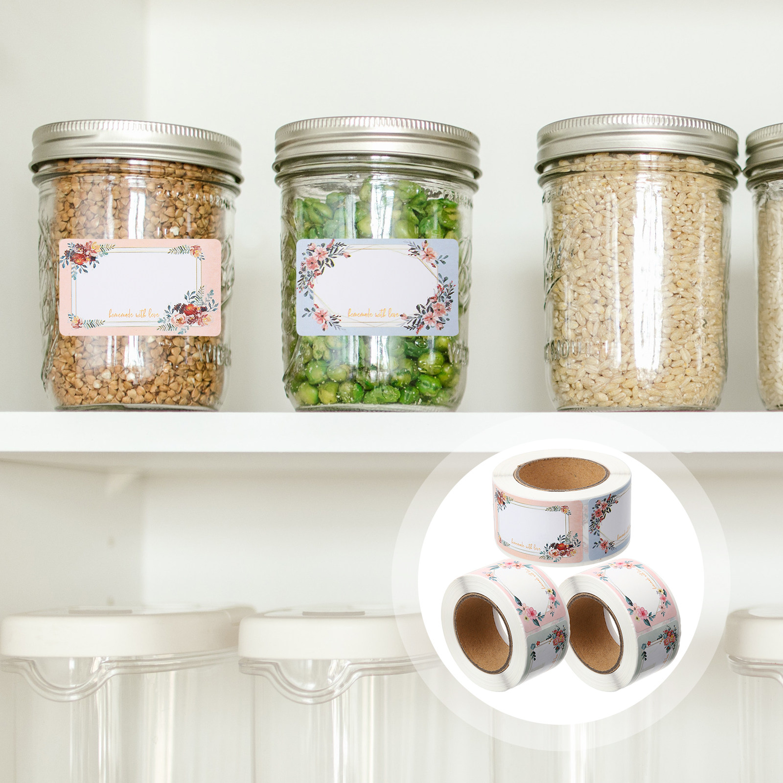 3 Rolls Blank Name Labels Stic - Food Storage Jar Labels 评论和价格
