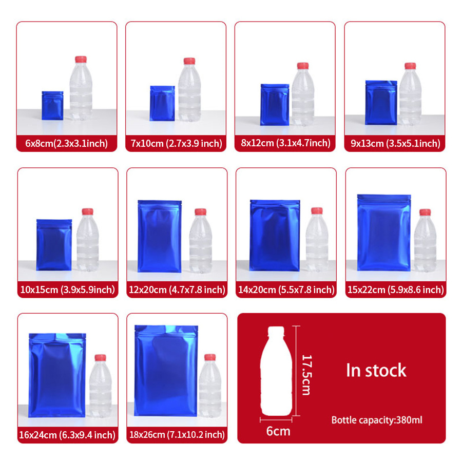 100pcs Matte Blue Foil Zipper  - Food Storage Zipper Bags 评论和价格