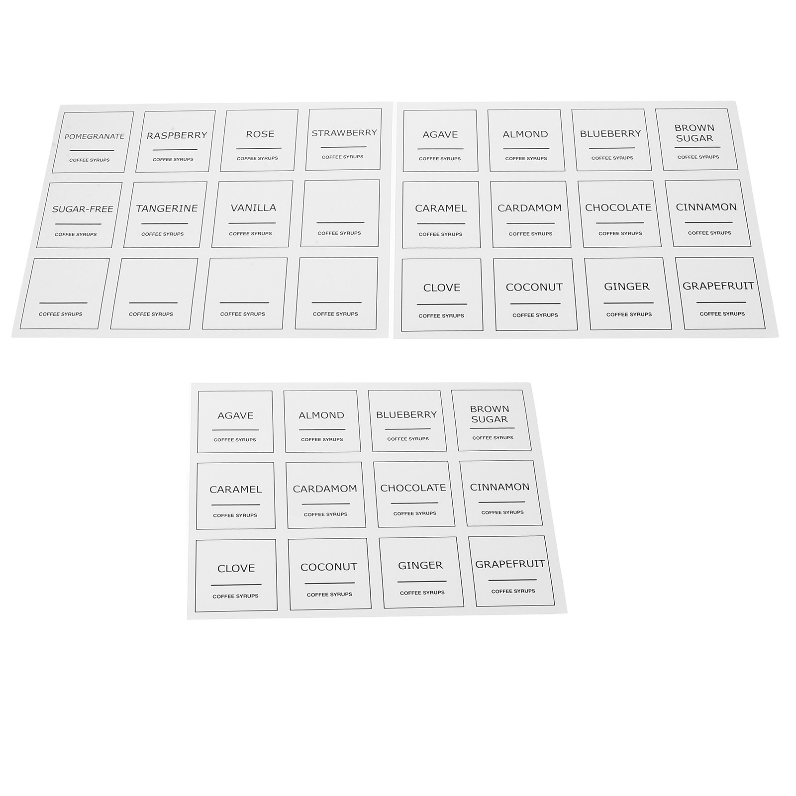 3 Sheets Plastic Coffee Syrup  - Food Storage Jar Labels 评论和价格