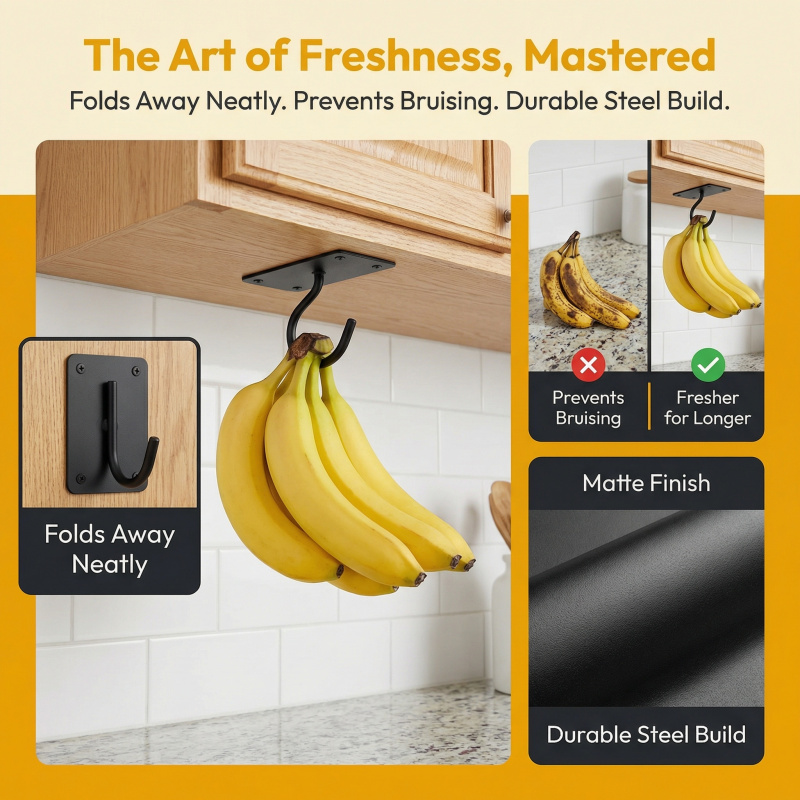 Black Metal Self-Adhesive Bana - Food Storage In Cabinets 评论和价格